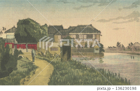 明治時代の東京：井上安治(1864-1889)「柳島妙見」 136230198