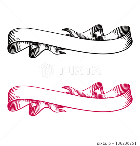 Engraved ribbons with vintage style for headings and decorations vector 136230251