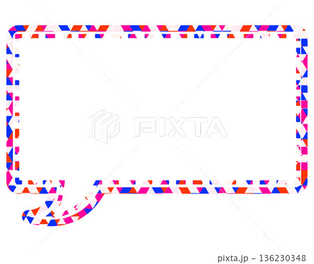 ステンドグラス風吹き出し　三角形模様　四角形 136230348