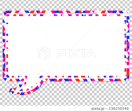 Stained glass style speech bubble, triangle pattern, square 136230348