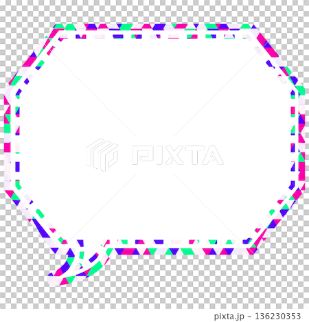 Stained glass style speech bubble, triangular pattern, octagonal shape with corners 136230353
