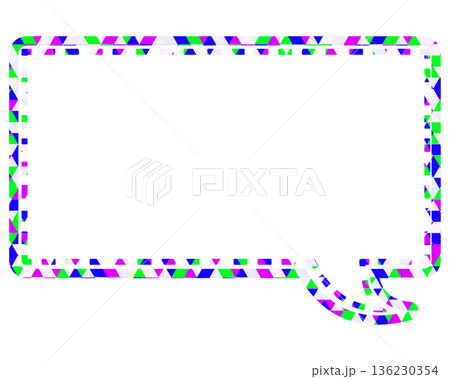 ステンドグラス風吹き出し　三角形模様　四角形 136230354