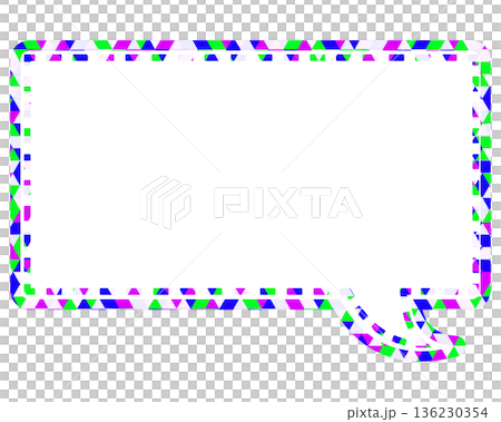 ステンドグラス風吹き出し　三角形模様　四角形 136230354