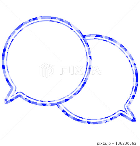 ステンドグラス風吹き出し 三角形模様 重なる会話 ステンドグラス風吹き出し 三角形模様 重なる会話 136230362