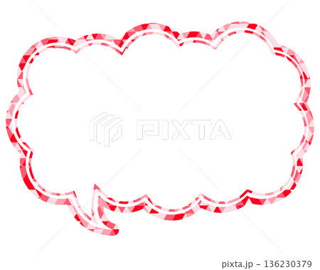 ステンドグラス風吹き出し　三角形模様　細長い雲形 136230379