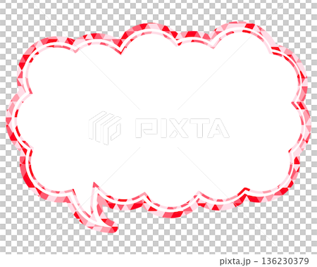 ステンドグラス風吹き出し　三角形模様　細長い雲形 136230379