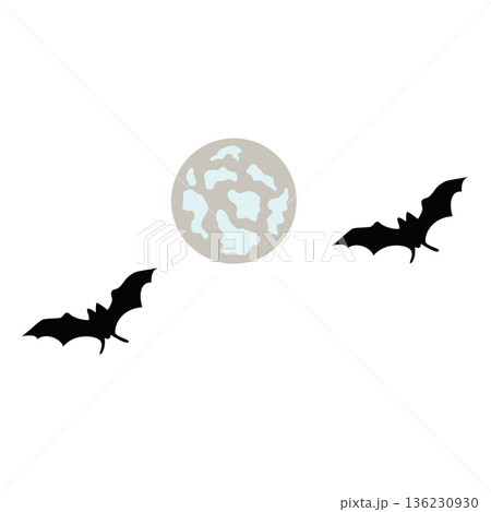 Halloween night with full moon and bats silhouettes illustration vector 136230930