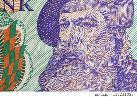 Gustav Vasa a closeup portrait from Swedish money Gustav Vasa a closeup portrait from Swedish money 136231053