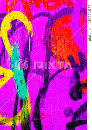 Abstract Graffiti Wall - Neon Yellow, Aqua Blue, Bright Orange, Purple Spray Paint, 90s Street Art Abstract Graffiti Wall - Neon Yellow, Aqua Blue, Bright Orange, Purple Spray Paint, 90s Street Art 136231075