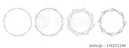 Set of round lavender flower wreaths 136231186