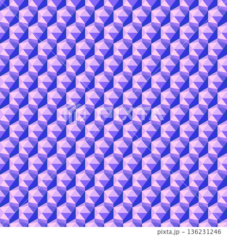 hexagon 3d pattern with purple and blue geometric prisms for digital background 136231246