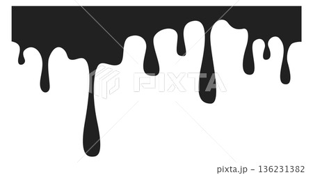 Ink dripping from top. Black drop blob shape Ink dripping from top. Black drop blob shape 136231382