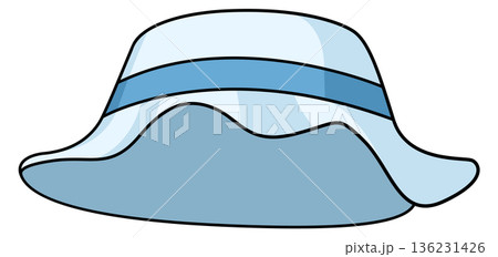 Summer white hat cartoon icon. Textile cap Summer white hat cartoon icon. Textile cap 136231426