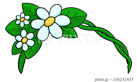 Green floral hair band. Cartoon girl accessory 136231437