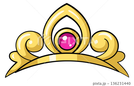 Princess crown cartoon icon. Golden gem tiara 136231440