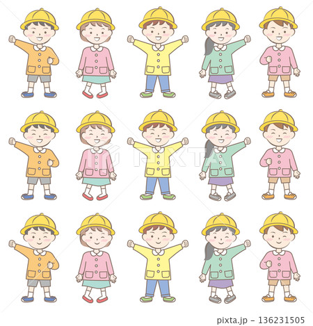 園服の子供たち　スモック　全身　バリエーション 136231505