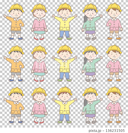 身穿校服、罩衫和全身服飾的兒童 身穿校服、罩衫和全身服飾的兒童 136231505