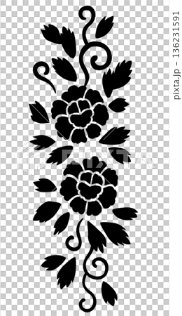 平尾圖案: 牡丹蔓藤花紋 136231591