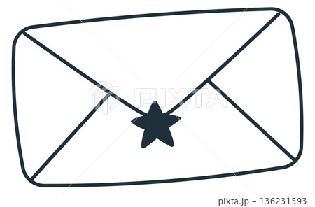Letter doodle. Paper mail envelope line drawing Letter doodle. Paper mail envelope line drawing 136231593