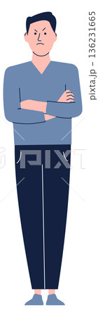 Annoyed disappointed expression. Upset man color character Annoyed disappointed expression. Upset man color character 136231665