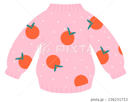Cute pink pullover. Cozy wool clothes icon 136231713