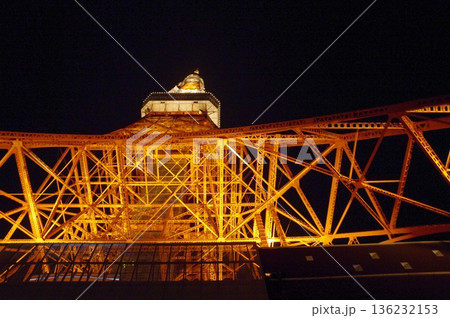 夕暮れの浅草浅草寺と東京タワーから見た東京の夜景です。工事中の東京スカイツリーがが映ってます。 136232153