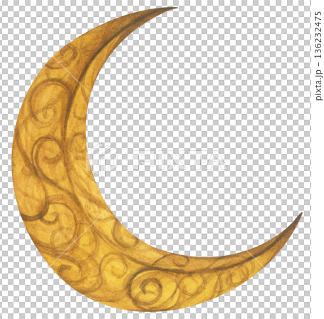 Watercolor ramadan crescent moon illustration, ramadhan kareem mubarak greeting, golden lantern celestial night, Islamic muslim religious celebration, middle eastern art. Watercolor ramadan crescent moon illustration, ramadhan kareem mubarak greeting, golden lantern celestial night, Islamic muslim religious celebration, middle eastern art. 136232475