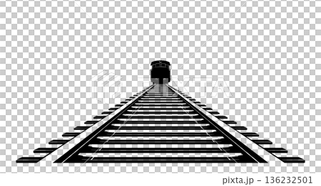 Black silhouette of a railway with a train, without background. Black silhouette of a railway with a train, without background. 136232501