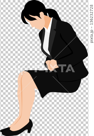 就活の面接に緊張している女性のイラスト 就活の面接に緊張している女性のイラスト 136232728