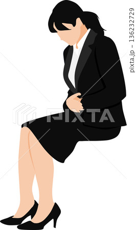 就活の面接に緊張している女性のイラスト 136232729