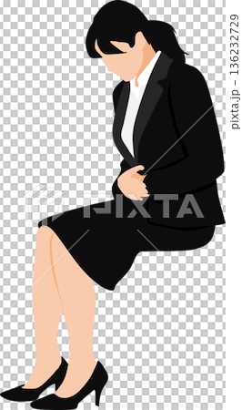 就活の面接に緊張している女性のイラスト 136232729