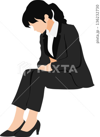 就活の面接に緊張している女性のイラスト 就活の面接に緊張している女性のイラスト 136232730