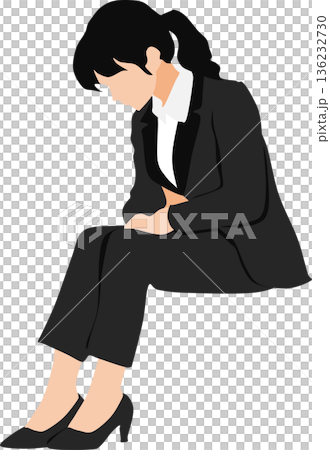 就活の面接に緊張している女性のイラスト 就活の面接に緊張している女性のイラスト 136232730