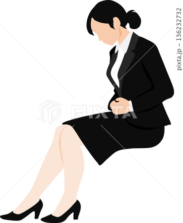 就活の面接に緊張している女性のイラスト 136232732