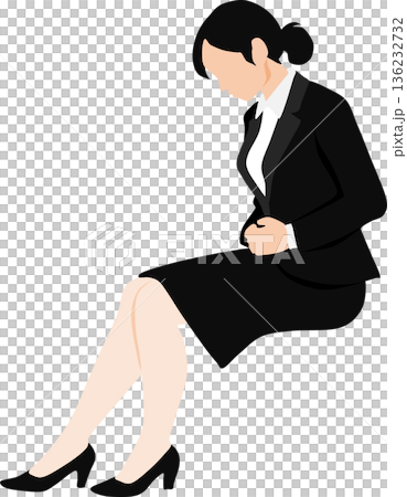 就活の面接に緊張している女性のイラスト 136232732