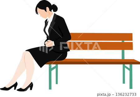 就活の面接に緊張している女性のイラスト 136232733