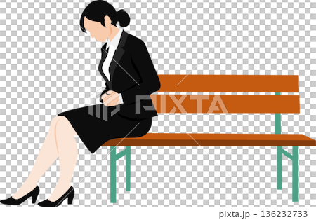 就活の面接に緊張している女性のイラスト 136232733