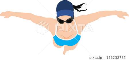 バタフライをする女性のイラスト バタフライをする女性のイラスト 136232785