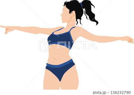 ダイエットに成功した女性のイラスト 136232790