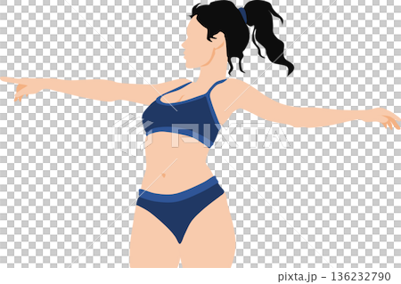 ダイエットに成功した女性のイラスト 136232790