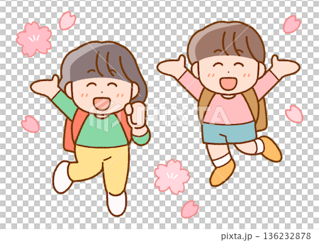 新学期に使える新1年生のイラスト 136232878