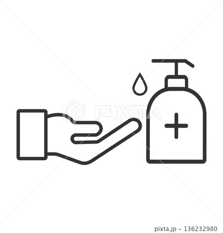 Hand washing icon, hand disinfection sign 136232980