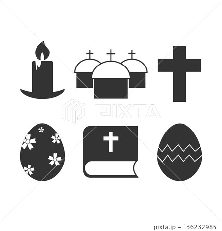 Easter icons set, issolated vector images on a white backgraund Easter icons set, issolated vector images on a white backgraund 136232985