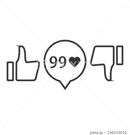 Thumb up, Thumb down, like icon. Super cool vote sign. Social media symbol. Thumb up, Thumb down, like icon. Super cool vote sign. Social media symbol. 136233018