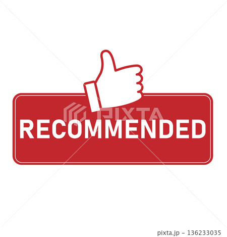 banner recommended with thumbs up red vector illustration banner recommended with thumbs up red vector illustration 136233035