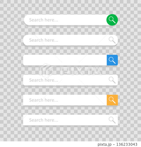 Web search form and button with loupe sign. Variations colors rounded rectangle image 136233043