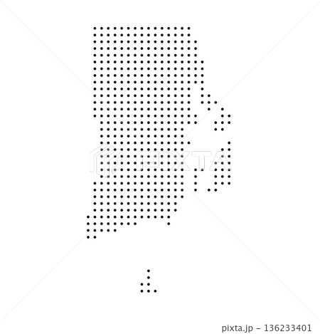 Rhode Island, state of United States, USA. Black dot silhouette map for infographic, graphs, business reports or technology design. Vector illustration on white background Rhode Island, state of United States, USA. Black dot silhouette map for infographic, graphs, business reports or technology design. Vector illustration on white background 136233401