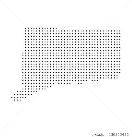 Connecticut, state of United States, USA. Black dot silhouette map for infographic, graphs, business reports or technology design. Vector illustration on white background 136233436