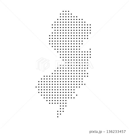 New Jersey, state of United States, USA. Black dot silhouette map for infographic, graphs, business reports or technology design. Vector illustration on white background New Jersey, state of United States, USA. Black dot silhouette map for infographic, graphs, business reports or technology design. Vector illustration on white background 136233457