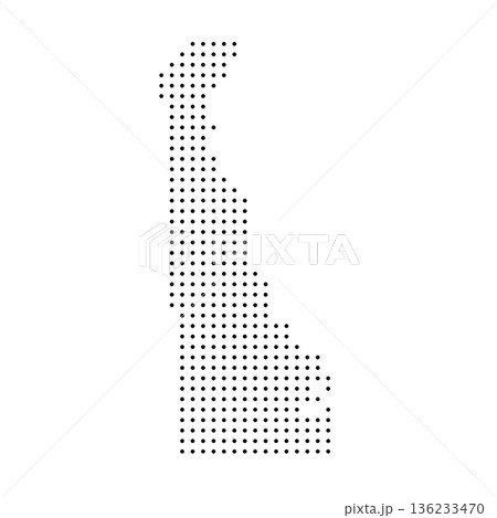 Delaware, state of United States, USA. Black dot silhouette map for infographic, graphs, business reports or technology design. Vector illustration on white background Delaware, state of United States, USA. Black dot silhouette map for infographic, graphs, business reports or technology design. Vector illustration on white background 136233470